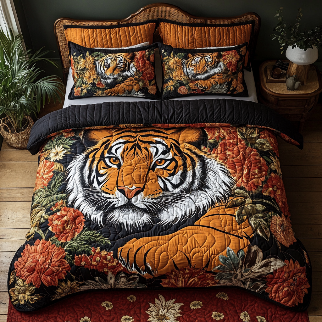 Golden Jungle Quilted Bedding Set - Single (59" x 70")