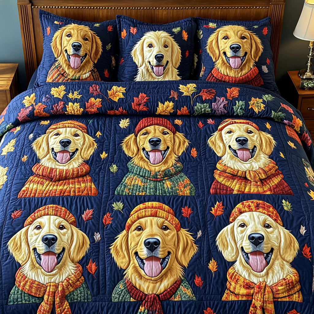 Golden Patch 3-Piece Quilted Bedding Set - Single (59" x 70")
