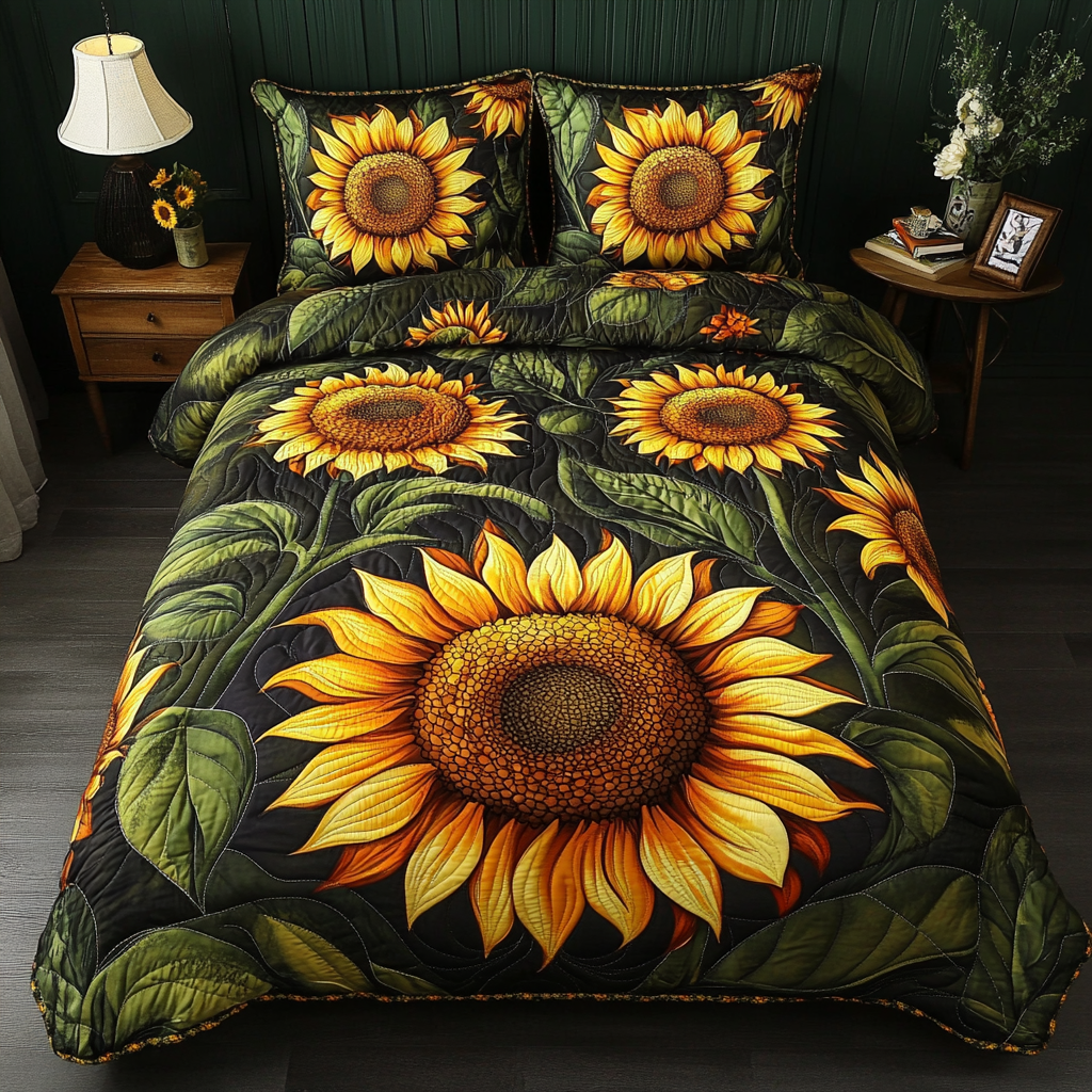Golden Radiance Quilted Bedding Set - Single (59" x 70")