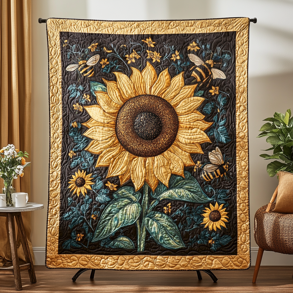 Golden Rays Quilted Blanket - Throw (55" x 60")