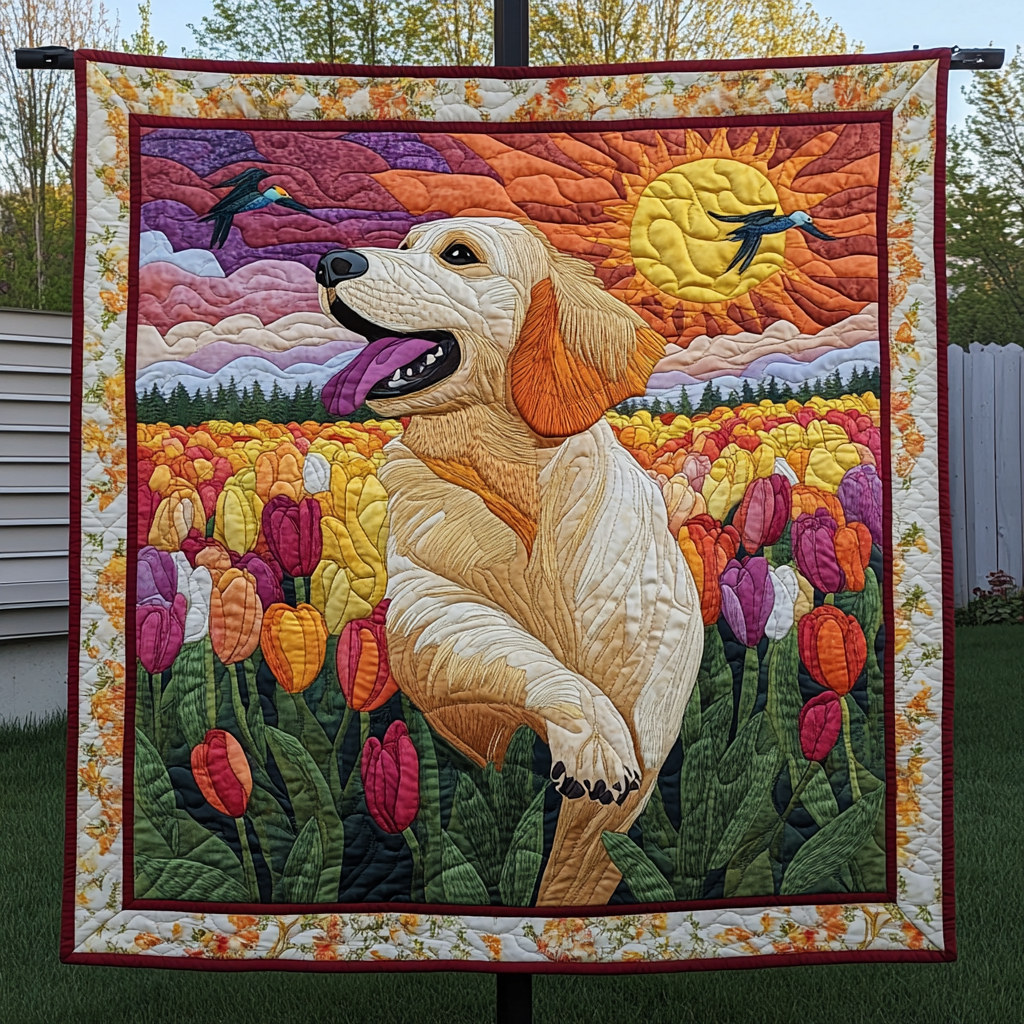 Golden Retriever Bliss Quilted Blanket - Throw (55" x 60")