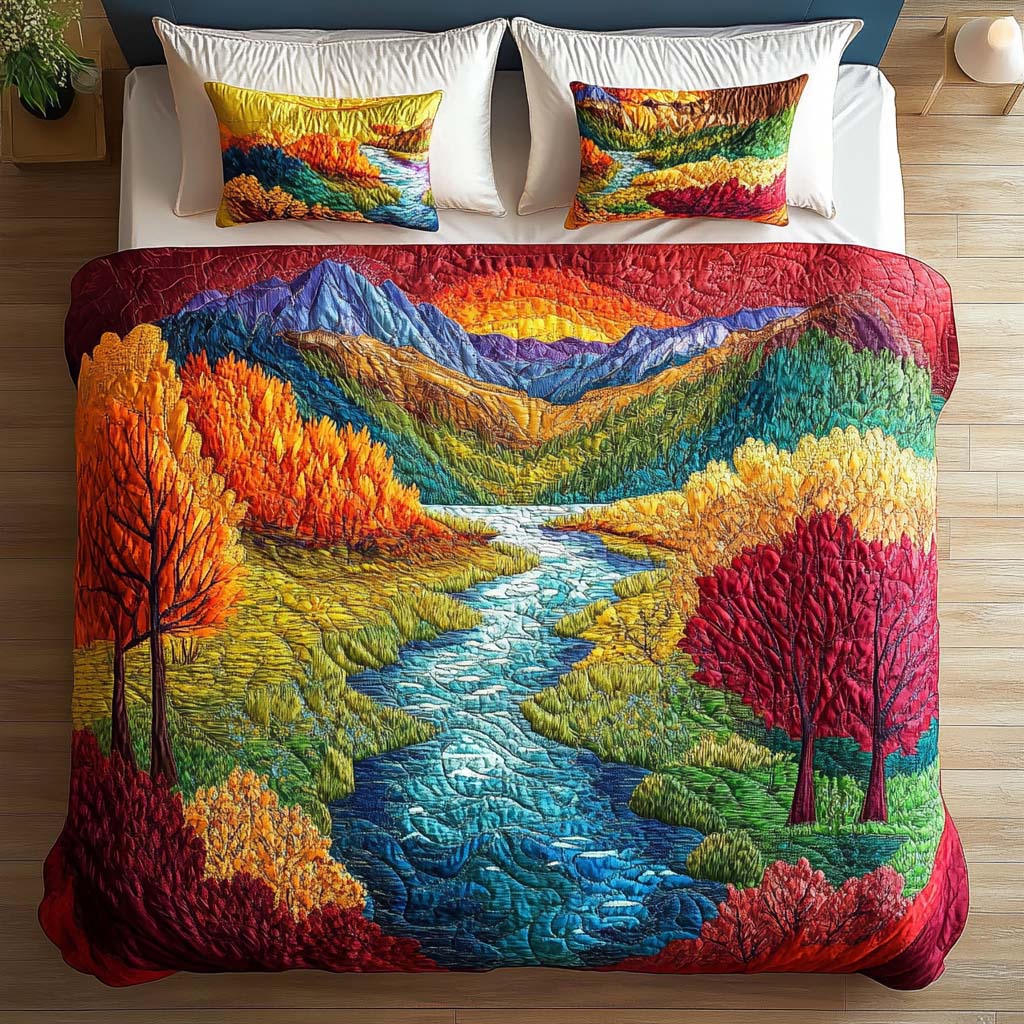 Golden Riverbend 3-Piece Quited Bedding Set - Single (59" x 70")