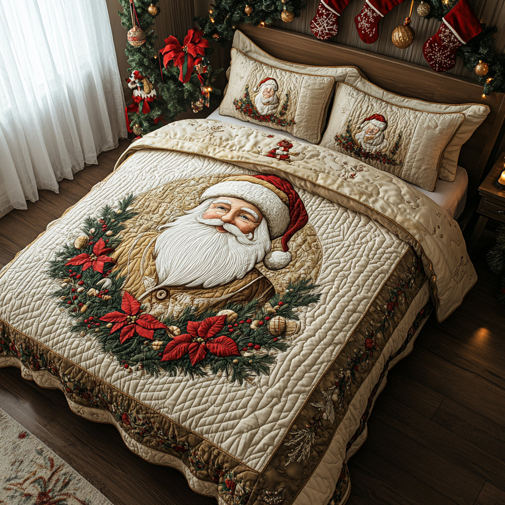 Golden Santa Quilted Bedding Set - Single (59" x 70")