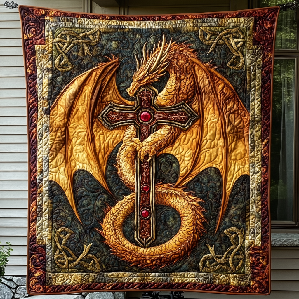 Golden Sentinel Quilted Blanket - Throw (55" x 60")