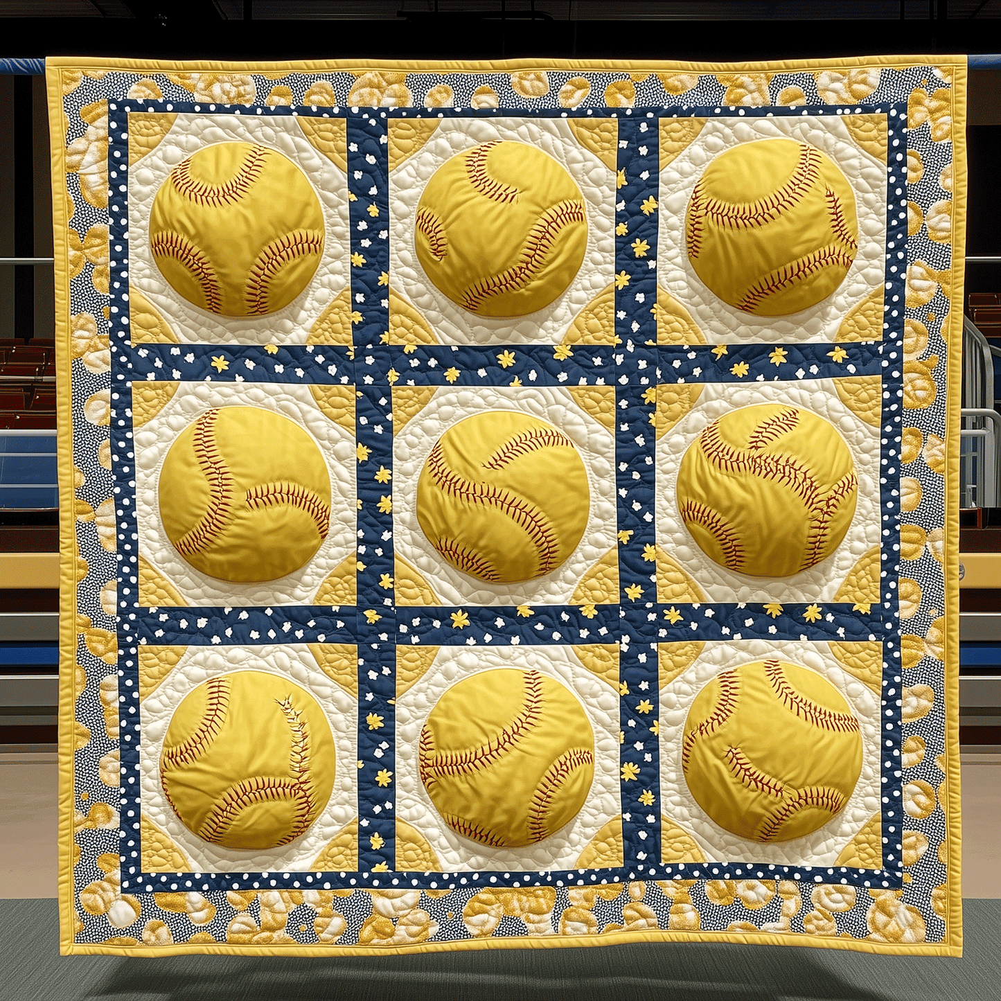 Golden Softball Quilted Blanket - Throw (55" x 60")