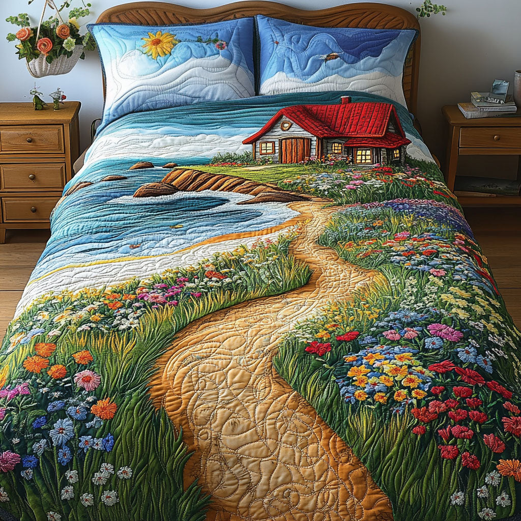 Golden Sunset Trail 3-Piece Quilted Bedding Set - Single (59" x 70")