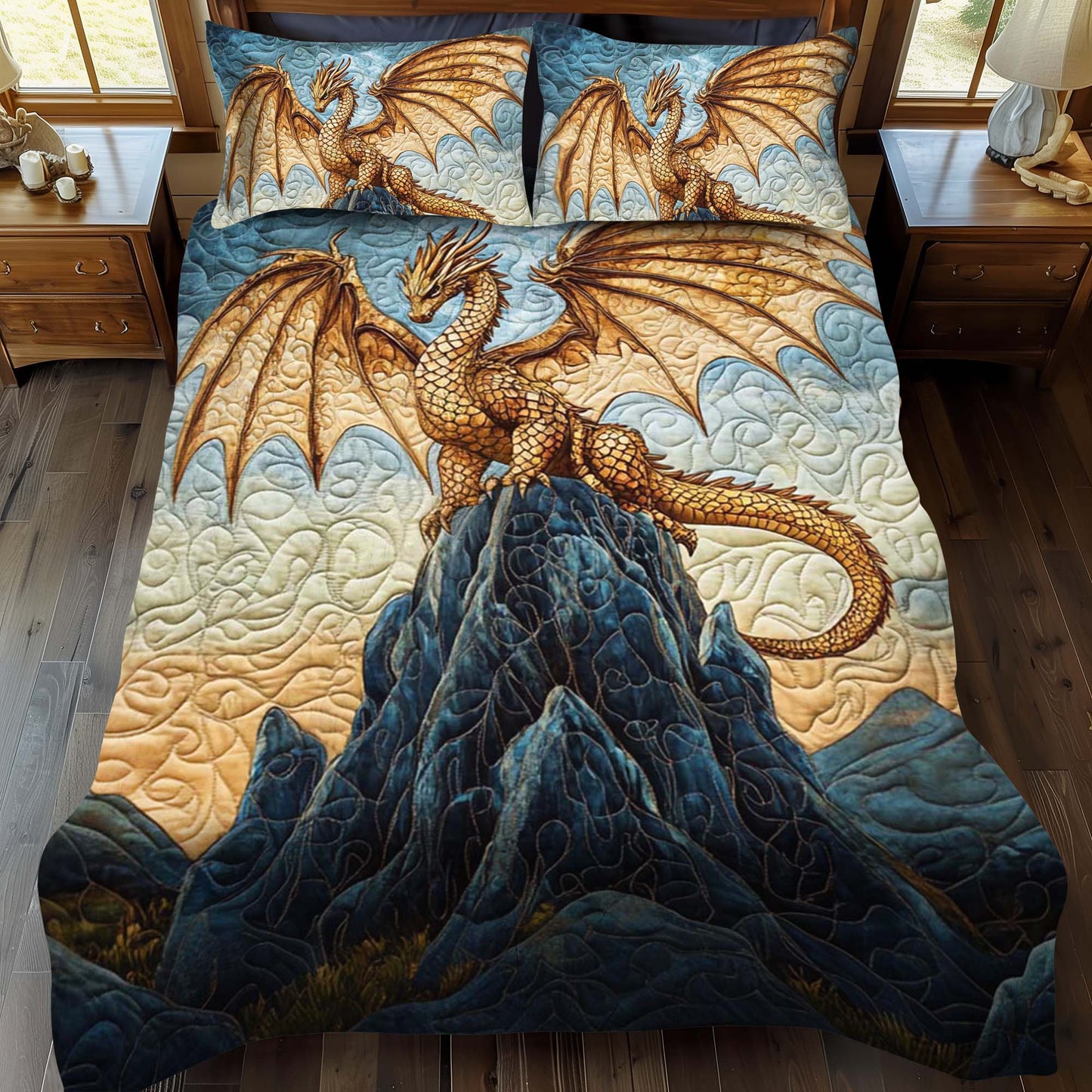 Golden Talon 3-Piece Quilted Bedding Set - Single (59" x 70")