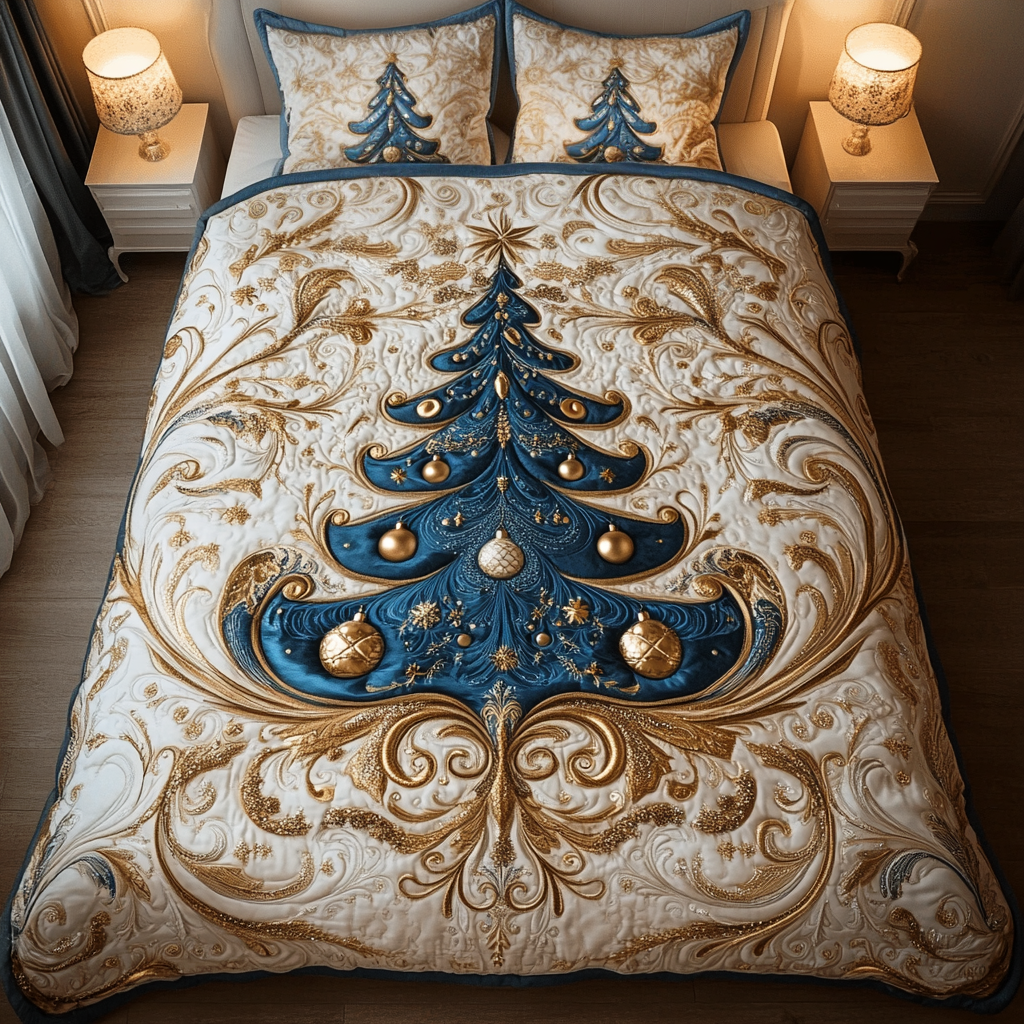 Golden Tree Quilted Bedding Set - Single (59" x 70")