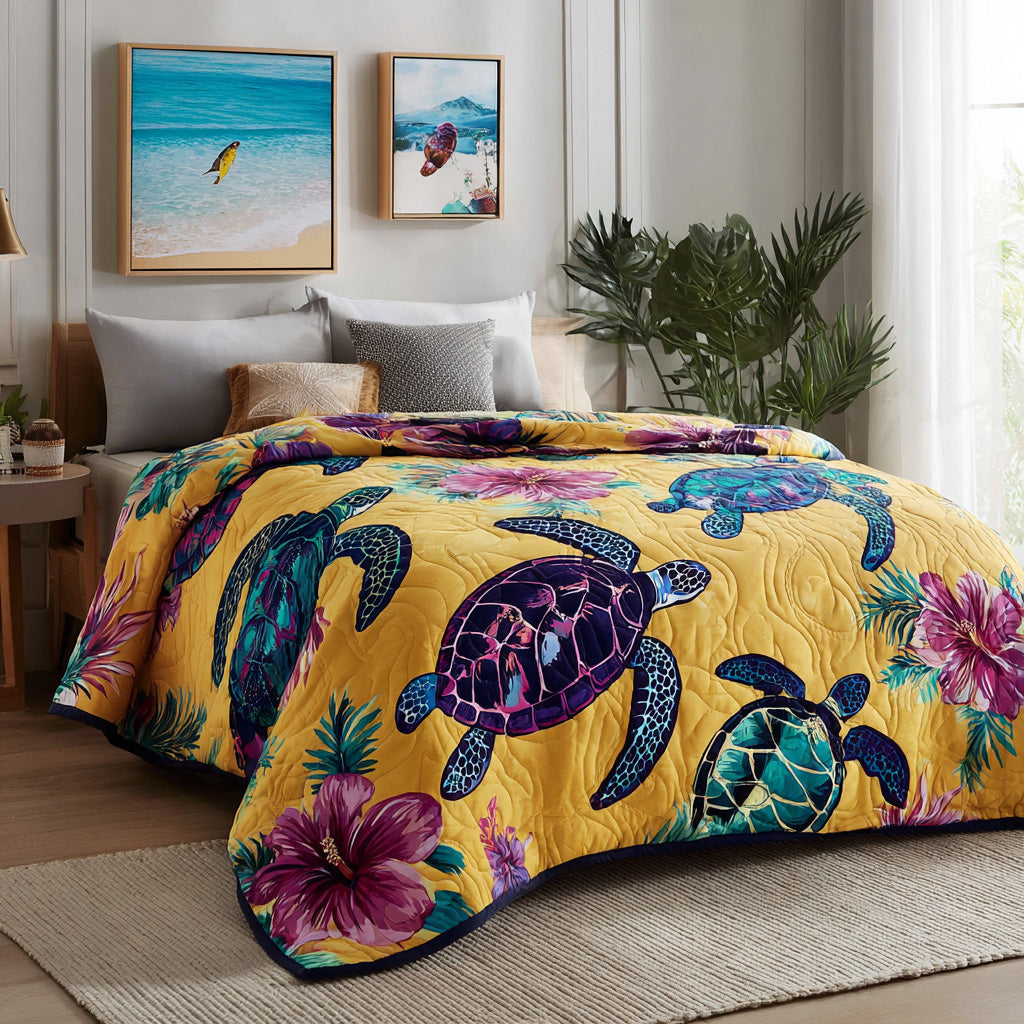 Golden Tropic Turtle Quilted Blanket - Baby (30" x 40") - Pack 1