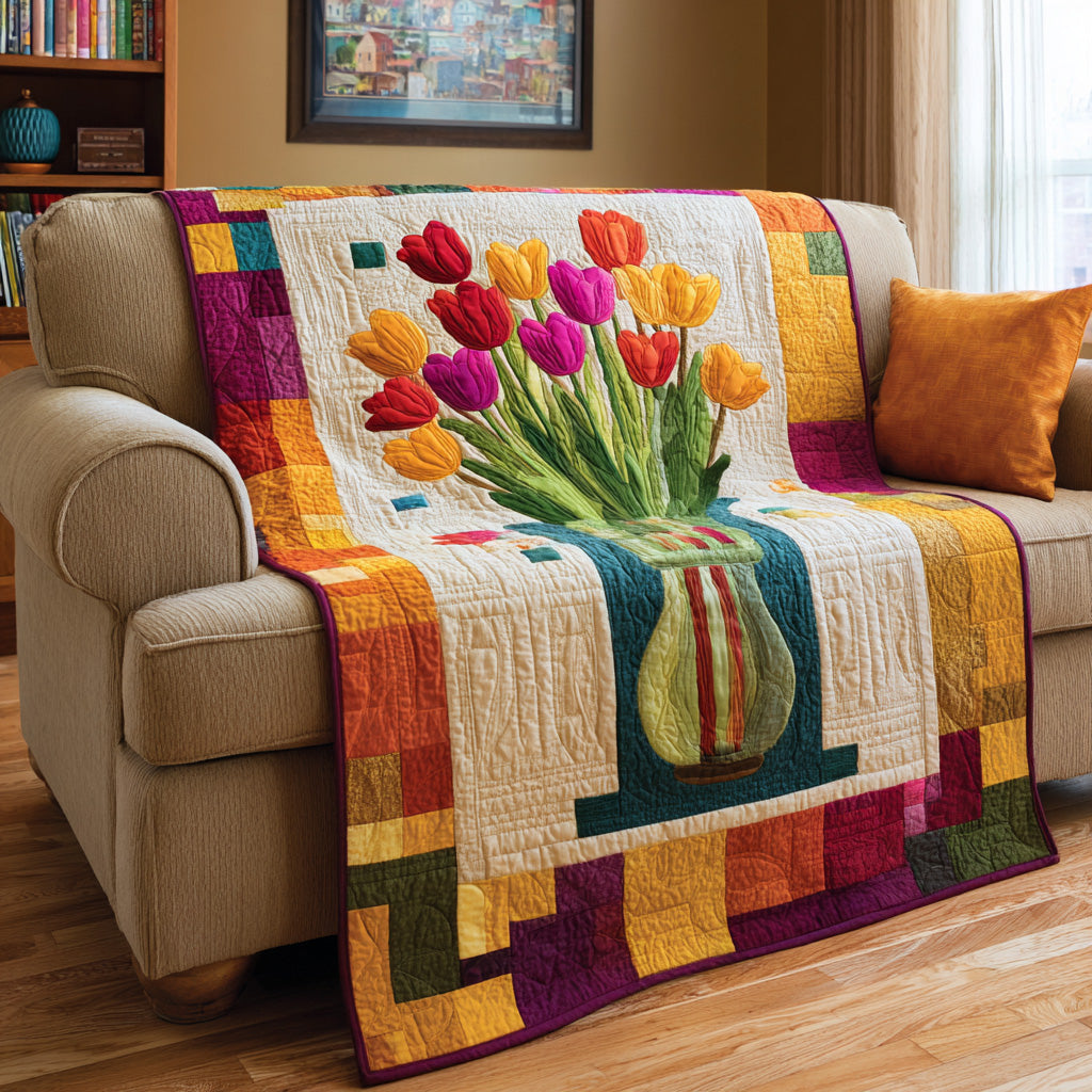 Golden Tulip Bouquet Quilted Blanket - Baby (30" x 40") - Pack 1