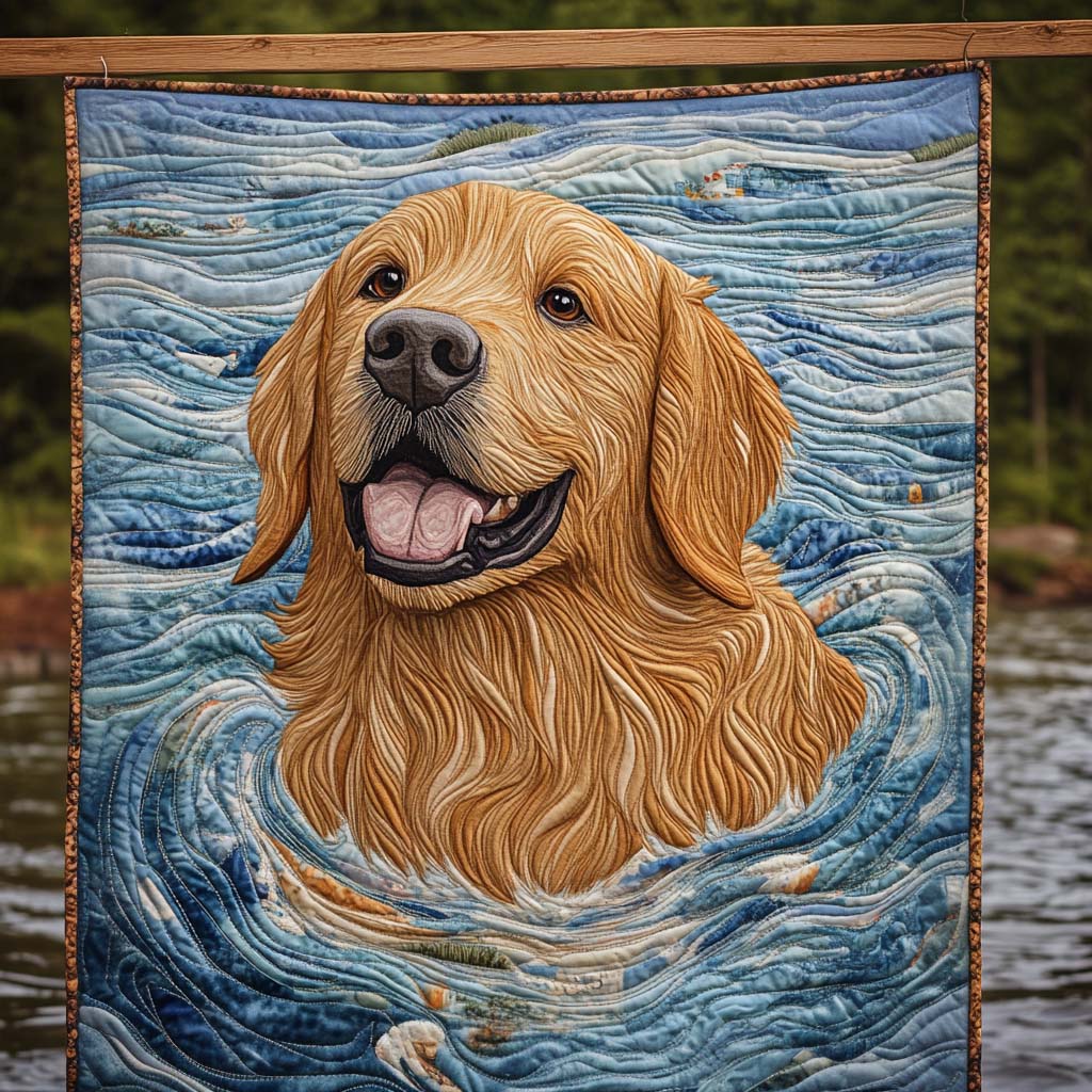Golden Waves Quilted Blanket - Throw (55" x 60")