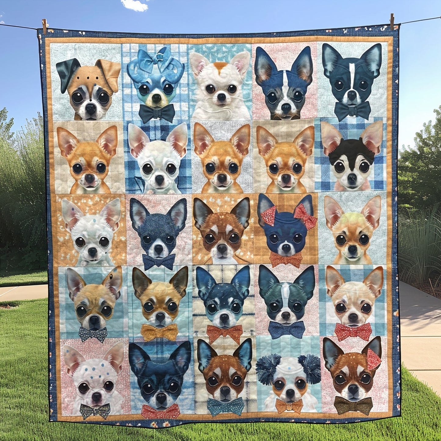 Graceful Chihuahua Quilted Blanket - Throw (55" x 60")