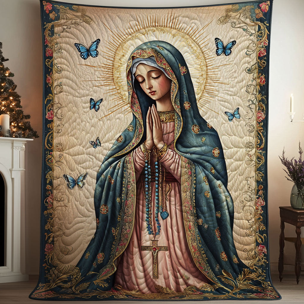 Graceful Mother Prayer Quilted Blanket - Throw (55" x 60")