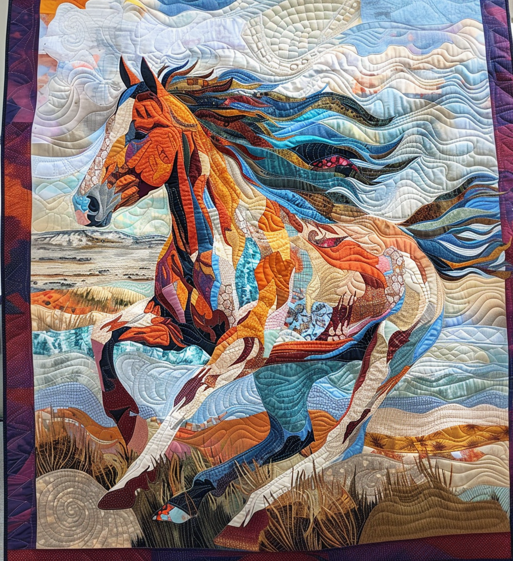 Graceful Rider Quilted Blanket - Throw (55" x 60")