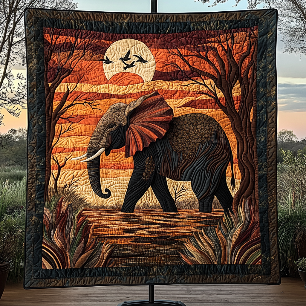 Graceful Trunk Guardian Quilted Blanket - Throw (55" x 60")