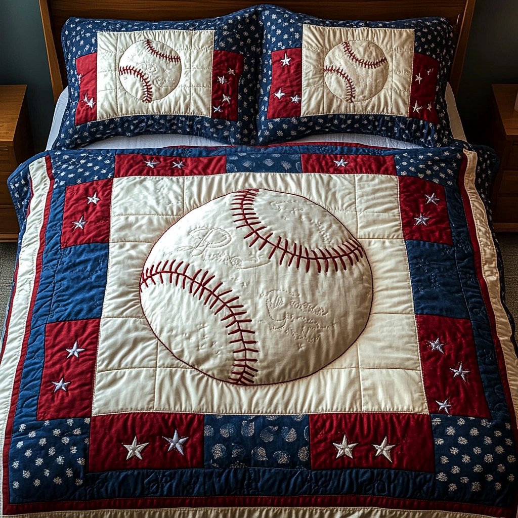 Grand Slam Set 3-Piece Quilted Bedding Set - Single (59" x 70")