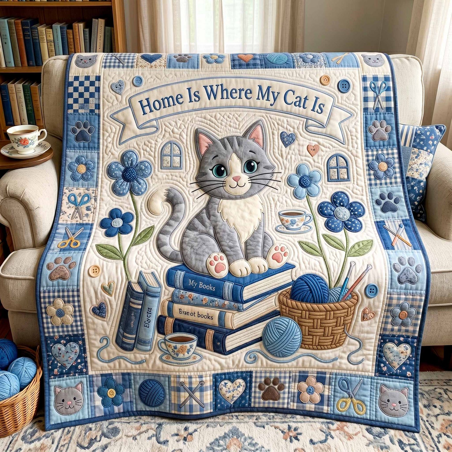 Gray Cat Quilted Blanket - Baby (30" x 40") - Pack 1