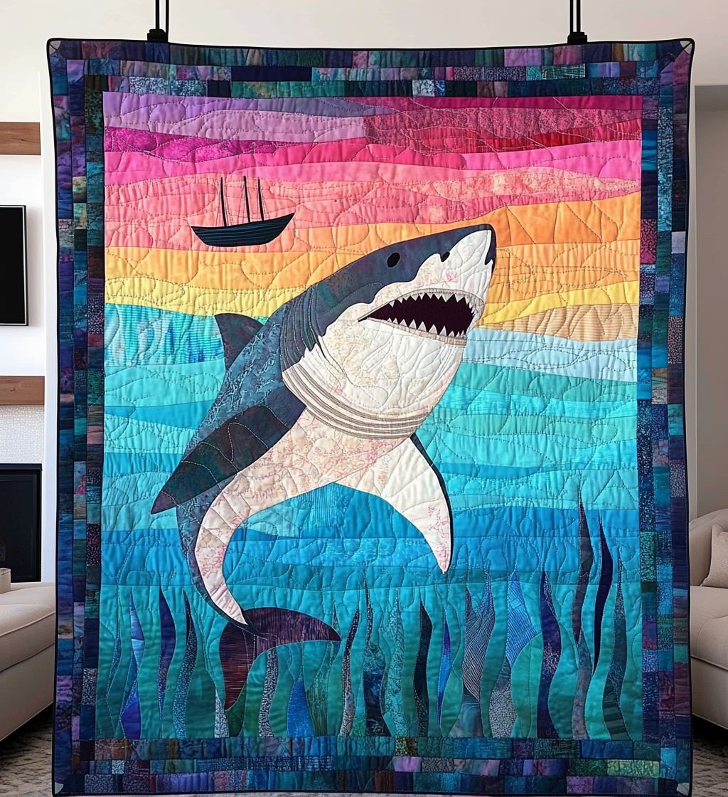 Great White Teeth Quilted Blanket - Throw (55" x 60")