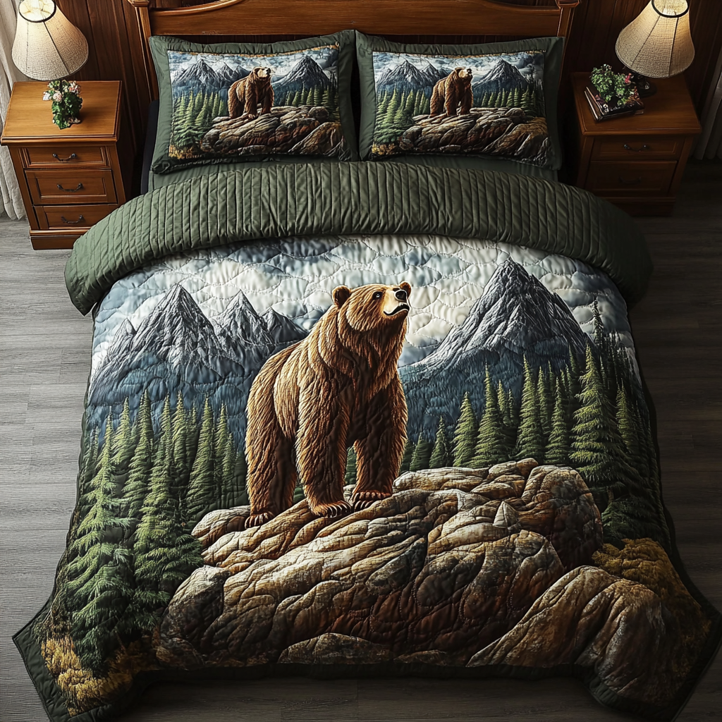 Grizzly Dreams 3-Piece Quilted Bedding Set - Single (59" x 70")