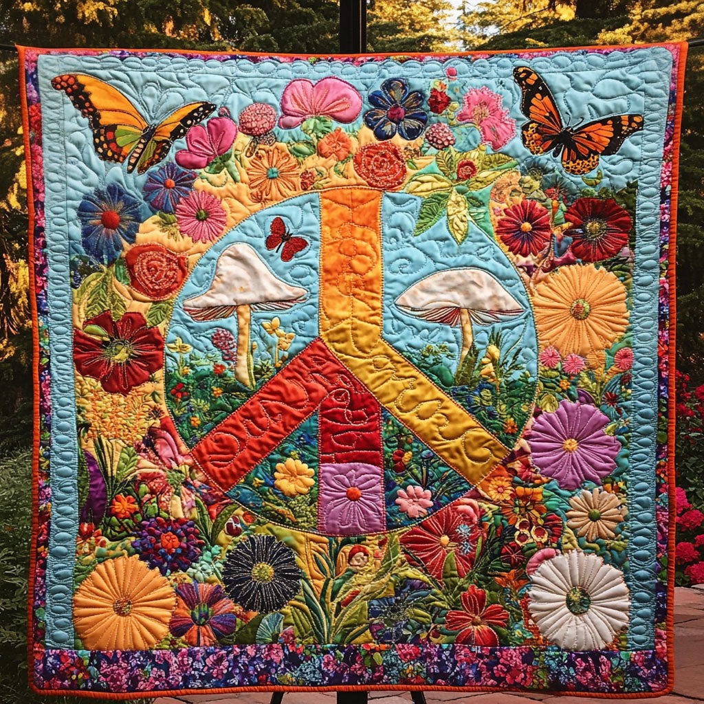 Groovy Garden Quilted Blanket - Throw (55" x 60")
