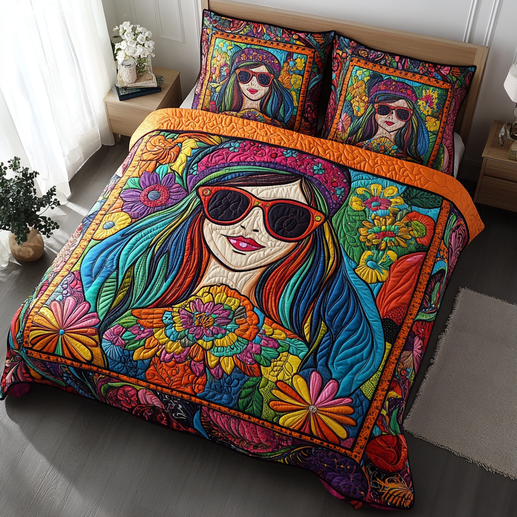 Groovy Muse 3-Piece Quilted Bedding Set - Single (59" x 70")