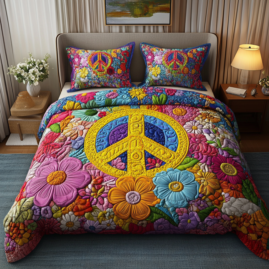 Groovy Nights 3-Piece Quilted Bedding Set - Single (59" x 70")