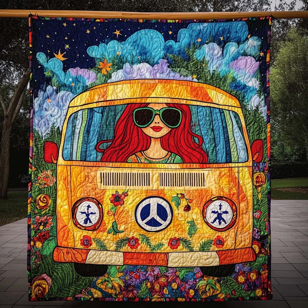 Groovy Ride Quilted Blanket - Throw (55" x 60")