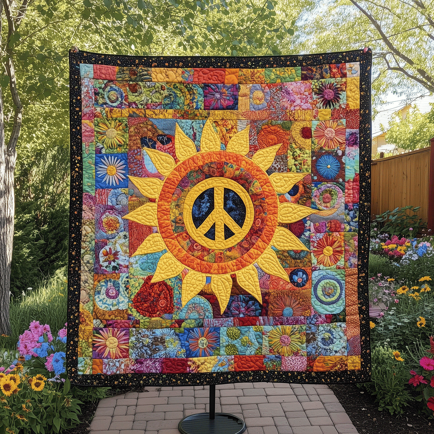 Groovy Sunshine Quilted Blanket - Throw (55" x 60")