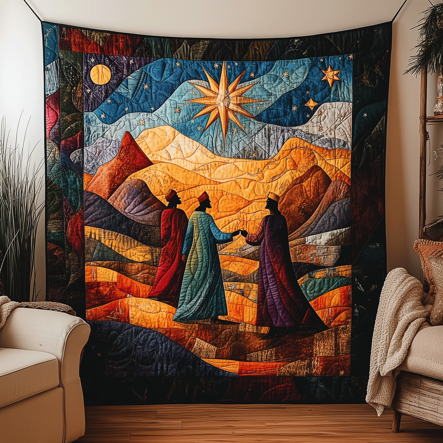Guided By The Star Quilted Blanket - Throw (55" x 60")