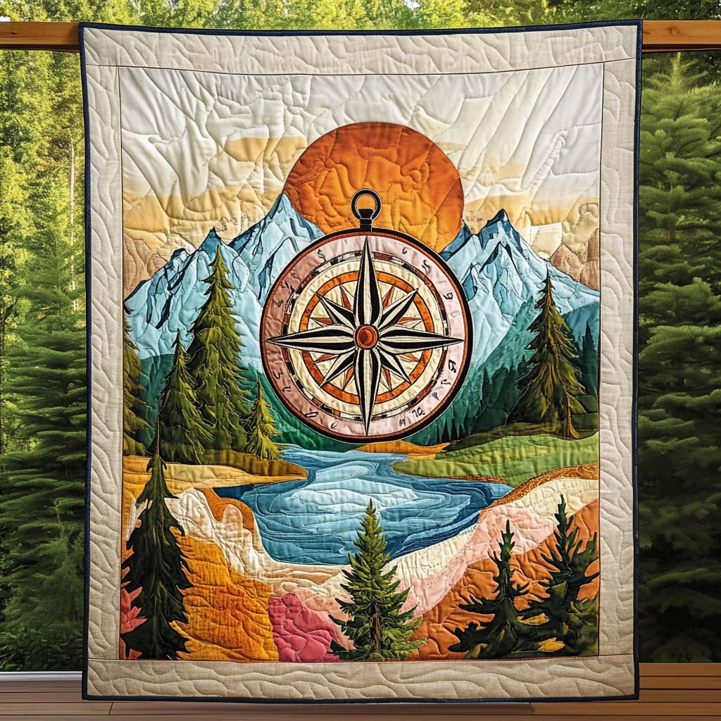 Guiding Compass Quilted Blanket - Throw (55" x 60")