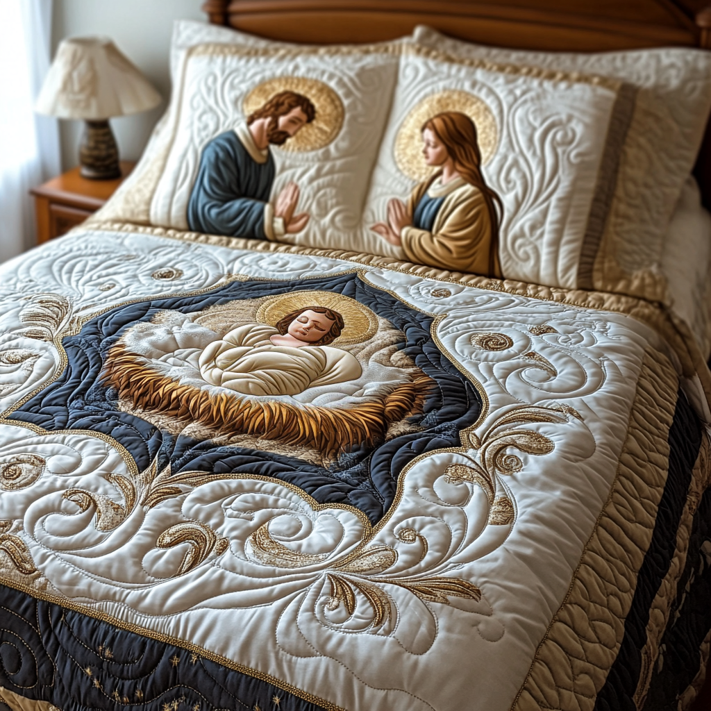 Guiding Star Grace Quilted Bedding Set - Single (59" x 70")
