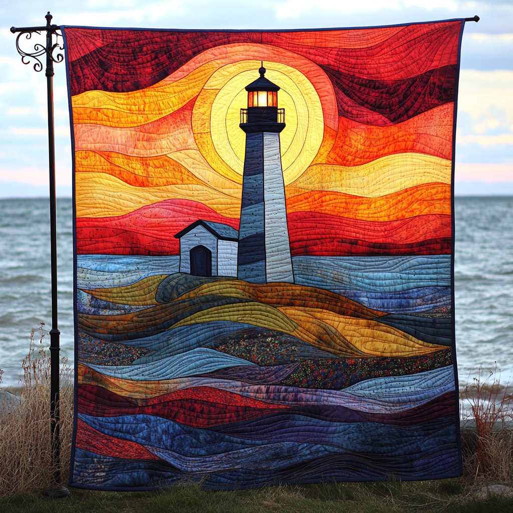 Guiding Star Lighthouse Quilted Blanket - Throw (55" x 60")