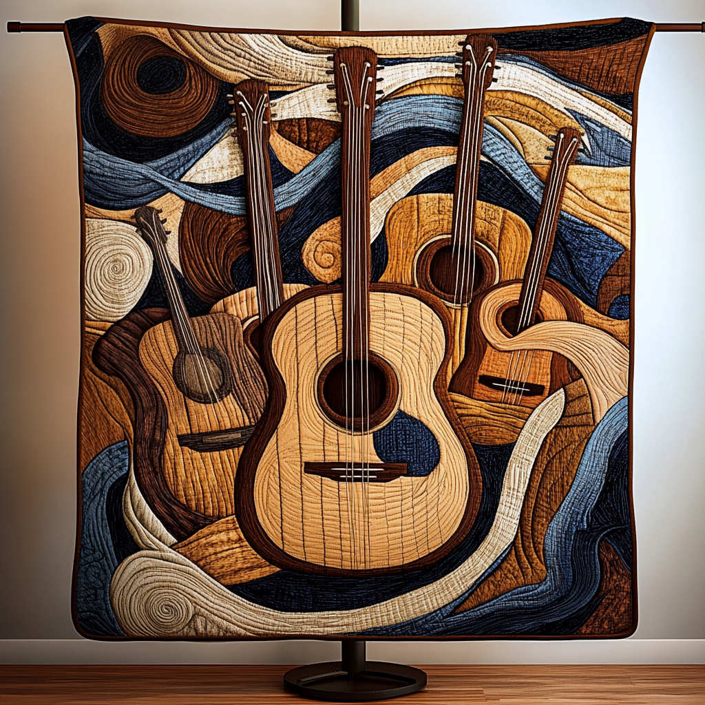 Guitar Flow Quilted Blanket - Throw (55" x 60")