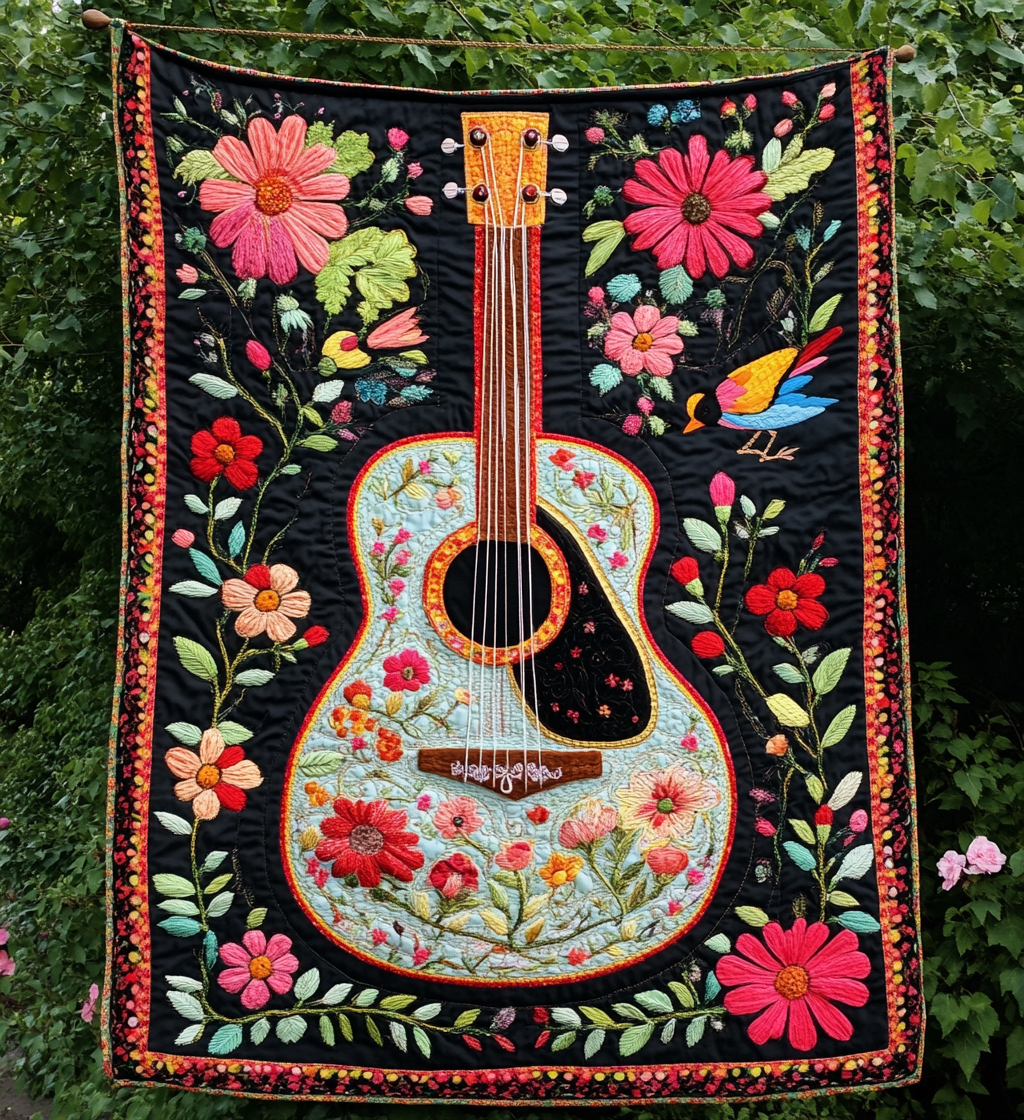 Guitar Groove Art Quilt Hanging - Baby (30" x 40")