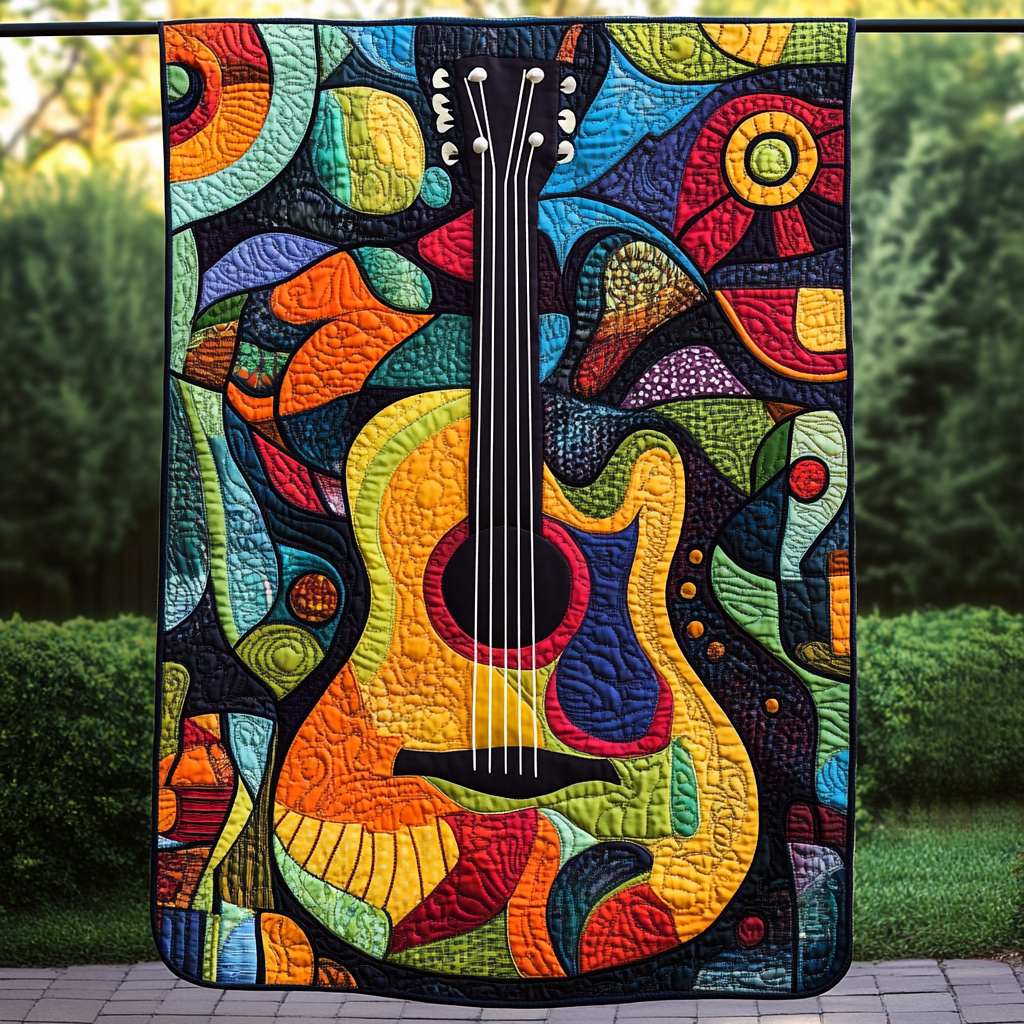 Guitar Reverie Quilted Blanket - Throw (55" x 60")