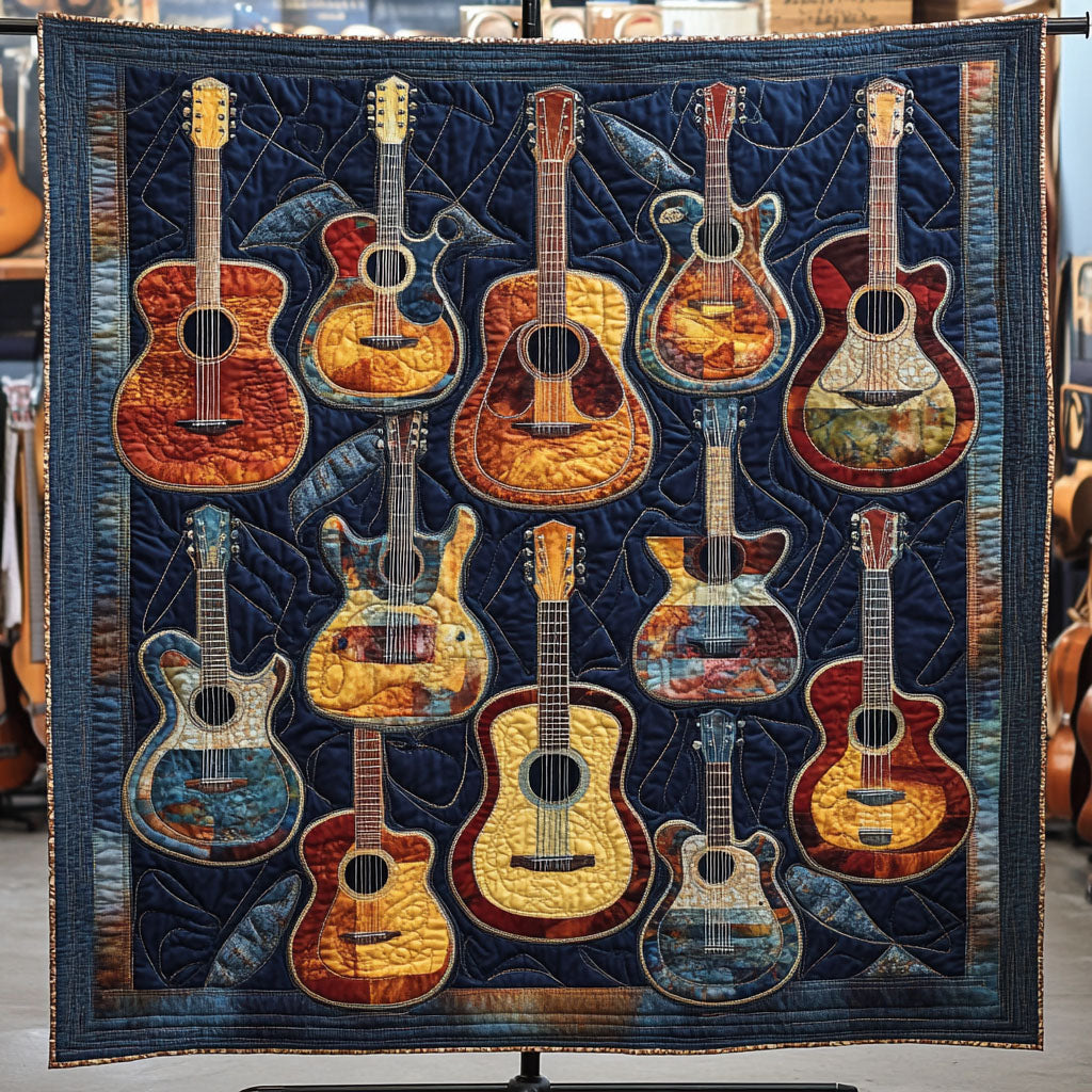 Guitar Serenade Quilted Blanket - Throw (55" x 60")
