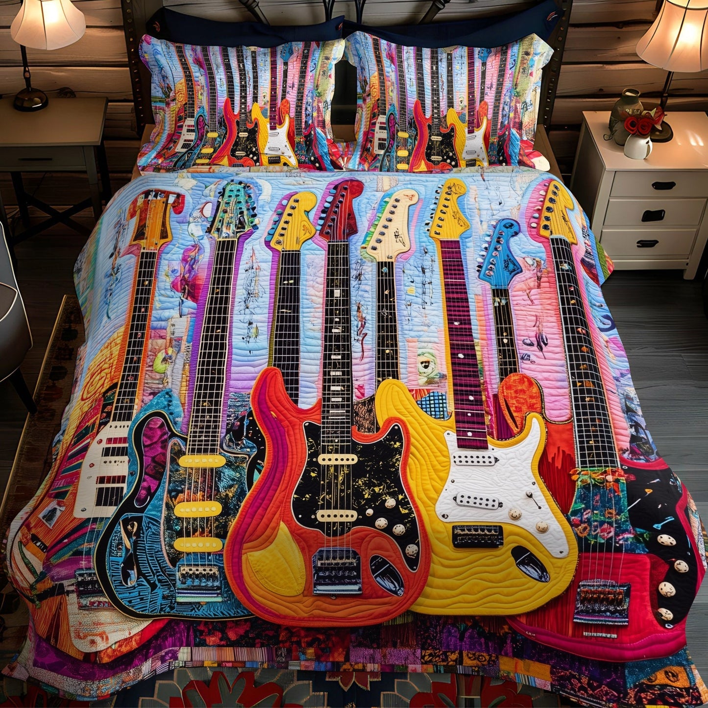 Guitarist Dream 3-Piece Quilted Bedding Set - Single (59" x 70")