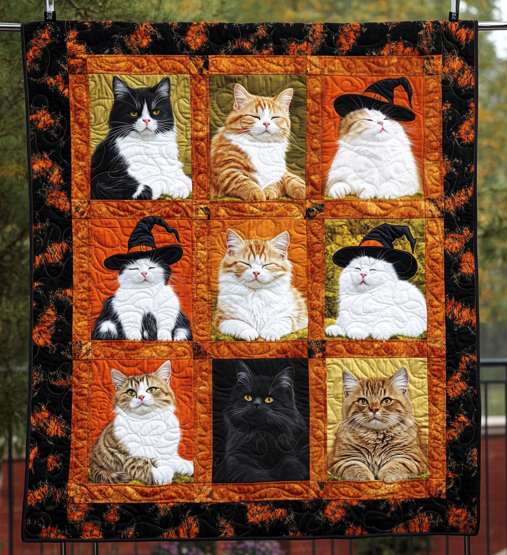 Halloween Feline Quilted Blanket - Throw (55" x 60")