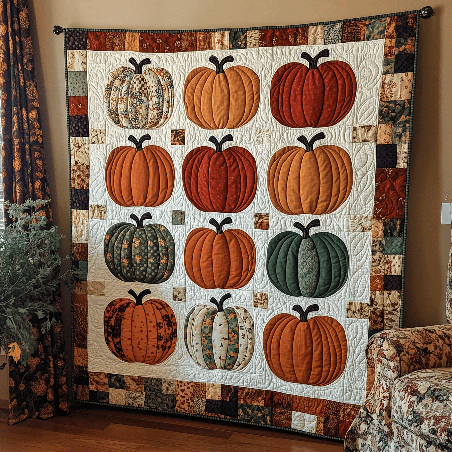 Halloween Pumpkin Quilted Blanket - Throw (55" x 60")
