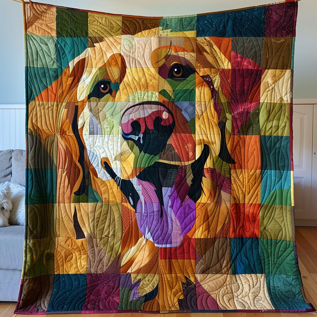 Happy Retriever Quilted Blanket - Throw (55" x 60")