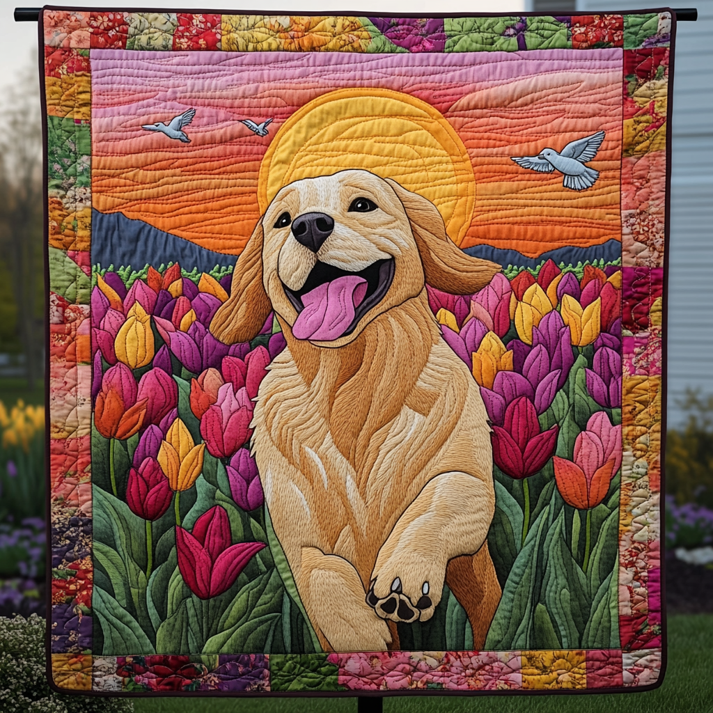 Happy Golden Daydream Quilted Blanket - Throw (55" x 60")