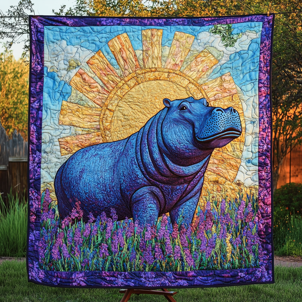 Happy Hippo Quilted Blanket - Baby (30" x 40")