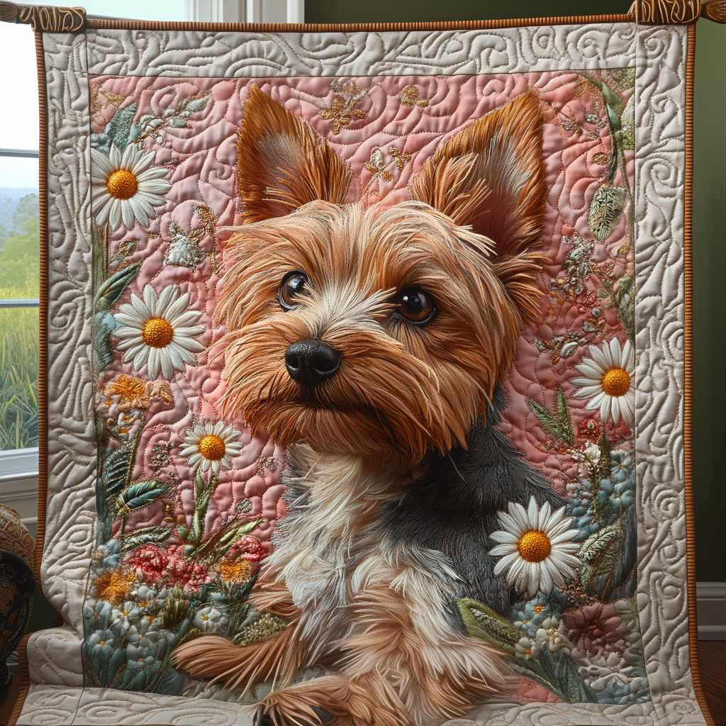 Happy Yorkie Quilted Blanket - Baby (30" x 40")