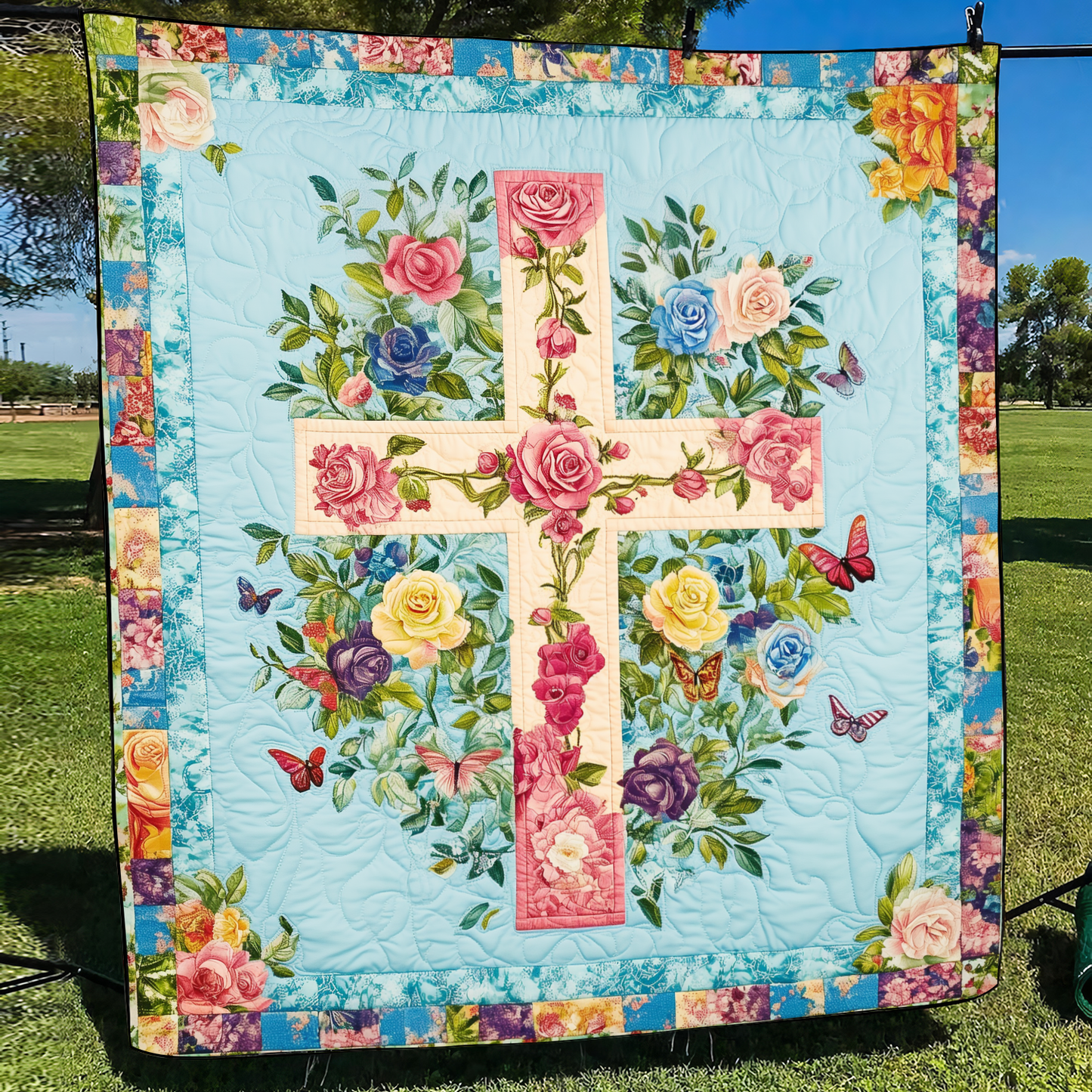 Harmonious Cross Quilted Blanket - Throw (55" x 60")