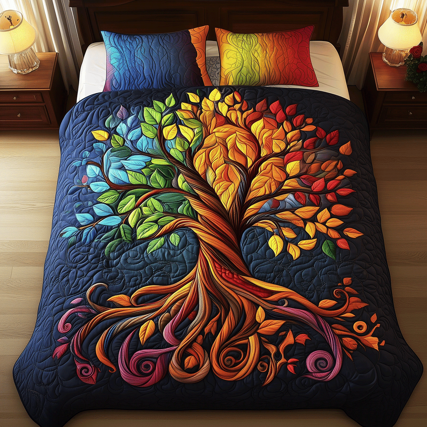 Harmony Tree 3-Piece Quilted Bedding Set - Single (59" x 70")