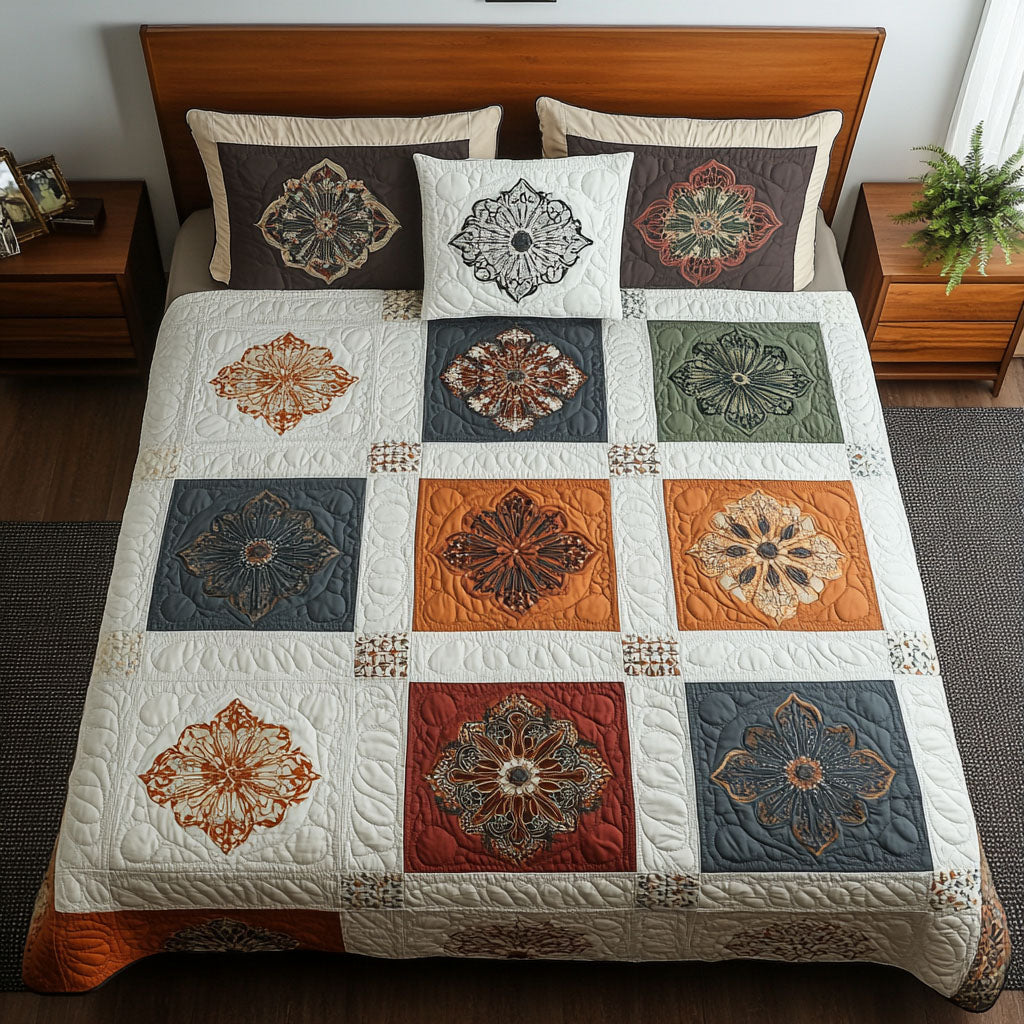 Harmony Blooms 3-Piece Quilted Bedding Set - Single (59" x 70")