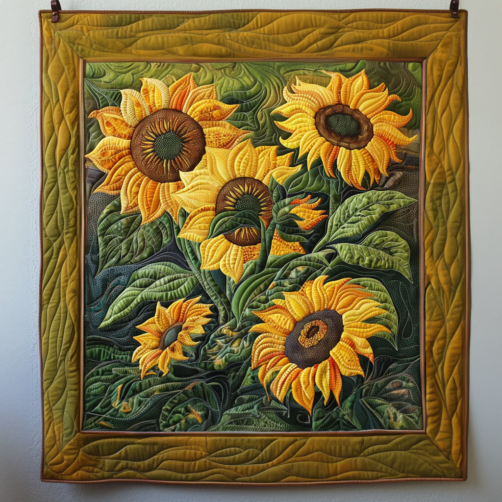 Harvest Moon Sunflowers Quilted Blanket - Throw (55" x 60")