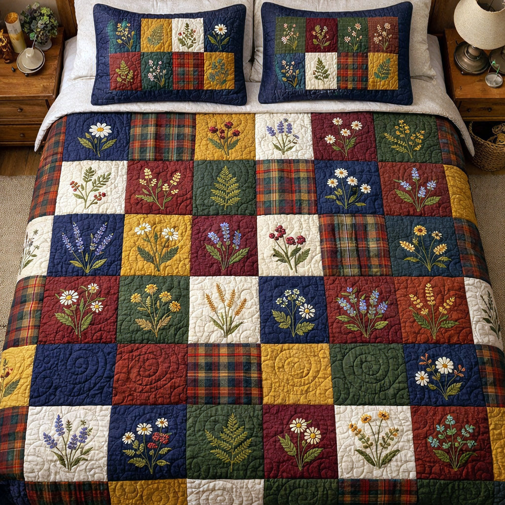 Harvest Garden 3-Piece Quilted Bedding Set - Single (59" x 70")