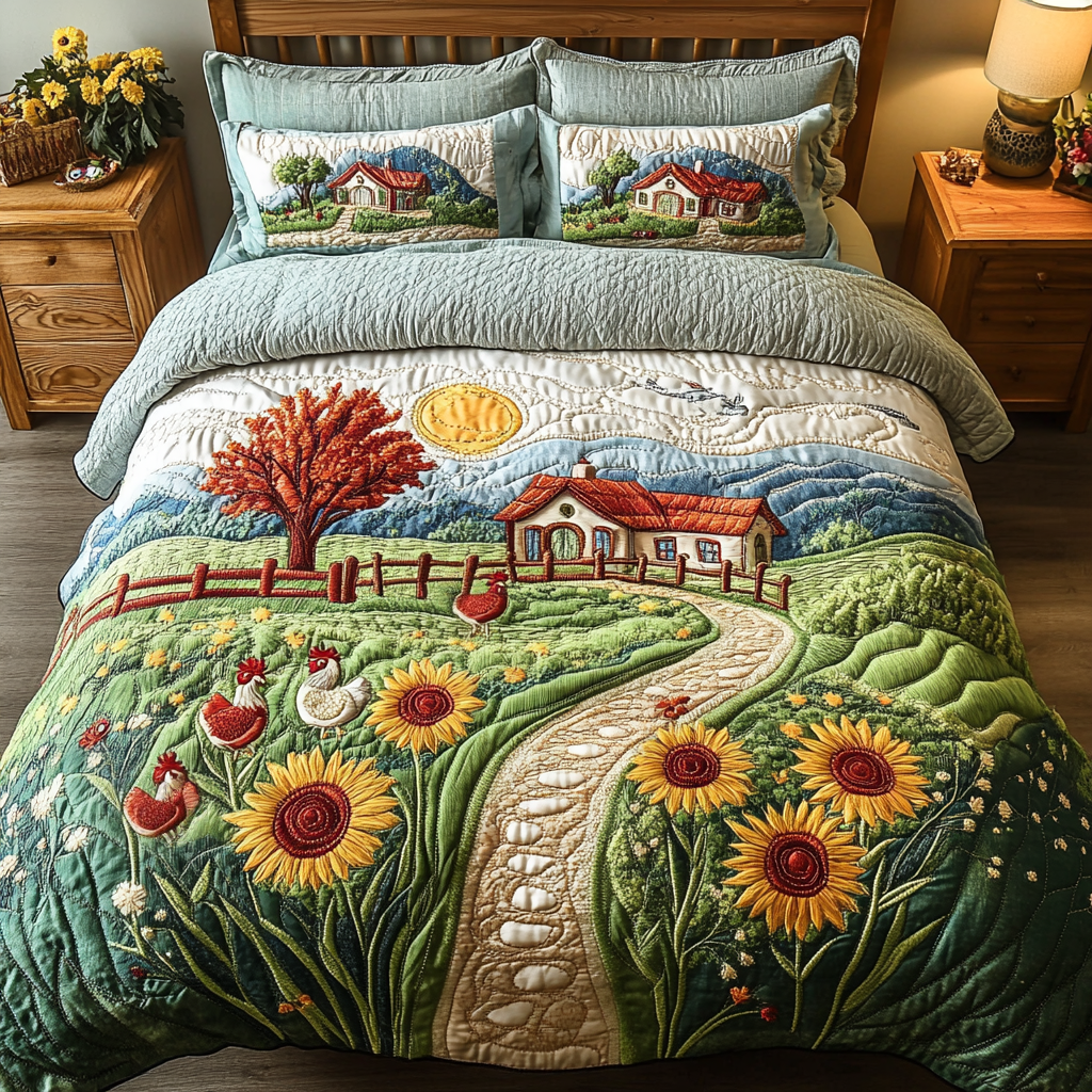 Harvest Glow 3-Piece Quilted Bedding Set - Single (59" x 70")