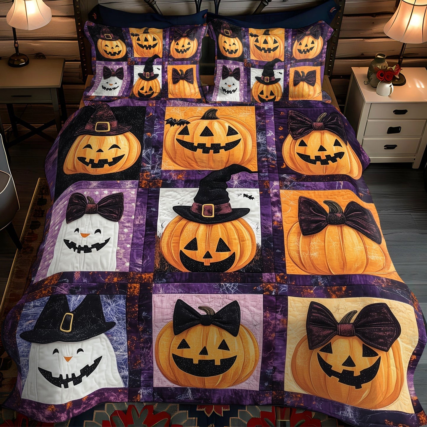 Haunted Halloween 3-Piece Quilted Bedding Set - Single (59" x 70")
